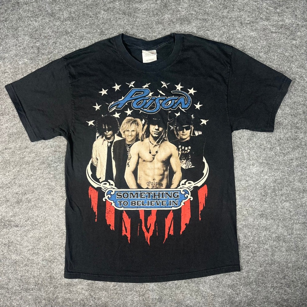 Poison Something To‎ Believe In Tour 2011 Band T Shirt Mens Large Black - Picture 2 of 16